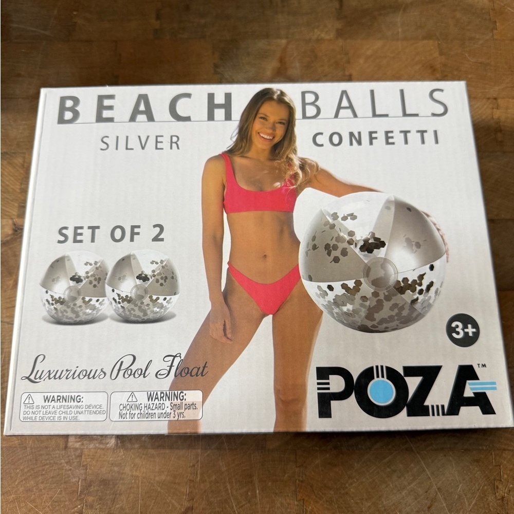 POZA Silver Confetti Beach Balls Set of 2 BRAND NEW Summer Swimming Pool Fun